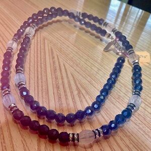 Vintage PAULINE RADER Black Frosted Crystal Beads NECKLACE Signed 32”